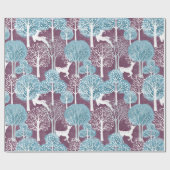 Türkis und Lila Urlaub im Hirschdorf Geschenkpapier (Flach)