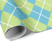 Türkis und Limone Raute Geschenkpapier (Rolleneckpunkt)