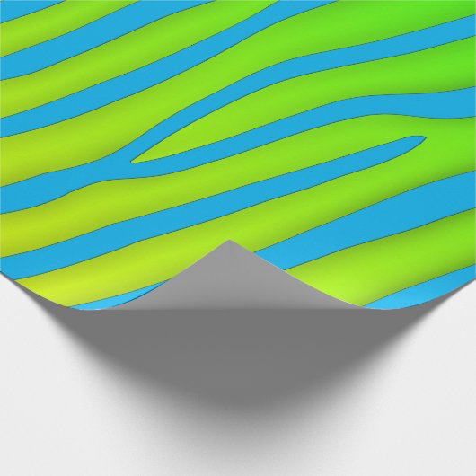 Türkis und Limone Zebrastreifen Geschenkpapier (Ecke)