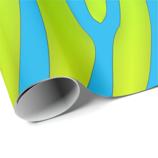 Türkis und Limone Zebrastreifen Geschenkpapier (Rolleneckpunkt)