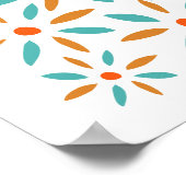 Türkis und orange Abstrakte Blume Poster (Ecke)