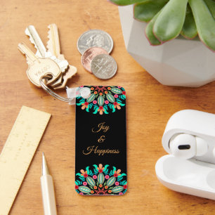 Türkis und orange Blume Schlüsselanhänger