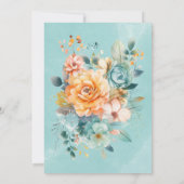 Türkis und Orange Peony Wedding Couples Dusche Einladung (Rückseite)