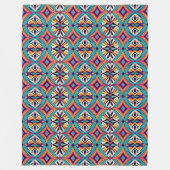 Türkis und Orange Tribal Fleecedecke (Vorderseite)