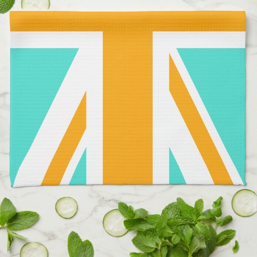 Türkis und Orange Union Jack Handtuch (Gefaltet)