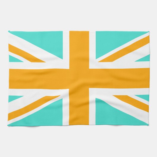 Türkis und Orange Union Jack Handtuch (Horizontal)