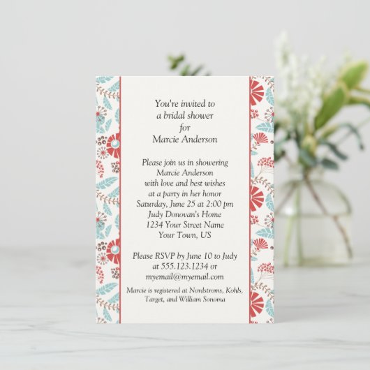 Türkis und orangefarbenes Brautparty laden ein Einladung (Stehend Vorderseite)