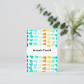 Türkis- und Orangenfarben Visitenkarte (Stehend Vorderseite)