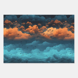 Türkis- und Orangenhimmelschlammkolonie Geschenkpapier Set