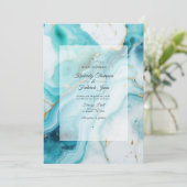 Türkis und Patina Agate Wedding Einladung (Stehend Vorderseite)