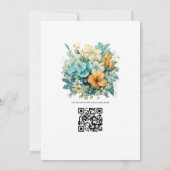 Türkis und Patina Bloral Wedding Einladung (Rückseite)