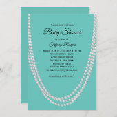 Türkis und Perlen Babydusche Einladung (Vorne/Hinten)