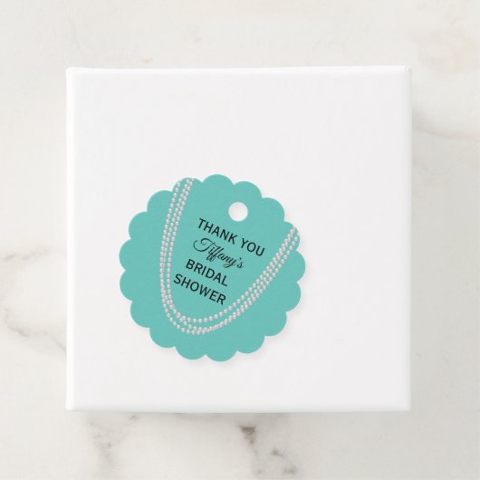Türkis und Perlen Brautparty Vielen Dank Geschenkanhänger (Beispiel)