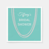 Türkis und Perlen Brautparty weiß Serviette (Vorderseite)