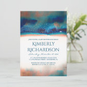 Türkis-und Pfirsich-Aquarell-moderne Babyparty Einladung (Stehend Vorderseite)