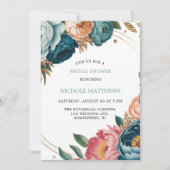 Türkis und Pfirsichfarben Brautparty Einladung (Vorderseite)