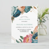 Türkis und Pfirsichfarben Brautparty Einladung (Stehend Vorderseite)