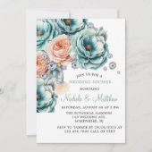 Türkis und Pfirsichfarben Diamantenhochzeit Einladung (Vorderseite)