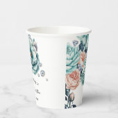 Türkis und Pfirsichfarben Diamantenhochzeit Pappbecher (Links)