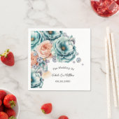 Türkis und Pfirsichfarben Diamantenhochzeit Serviette (Beispiel)