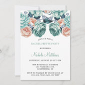 Türkis und Pfirsichfarben Junggeselinnen-Abschied Einladung (Vorderseite)