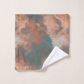 Türkis- und Pfirsichmarmor abstrakt Badhandtuch Set (Waschlappen)