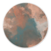 Türkis- und Pfirsichmarmor abstrakt Keramikknauf (Vorderseite)