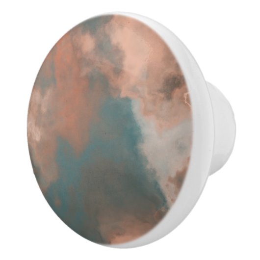 Türkis- und Pfirsichmarmor abstrakt Keramikknauf (Rechts)