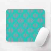 Türkis- und PInk-Damask-Muster Mousepad (Mit Mouse)