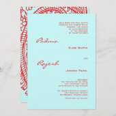 Türkis und Red Paisley Indian Wedding Einladung (Vorne/Hinten)