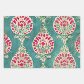 Türkis und rosa Batik Print Geschenkpapier Set (Vorderseite 3)