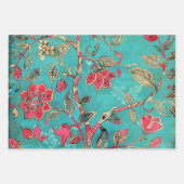 Türkis und rosa Batik Print Geschenkpapier Set (Vorderseite)