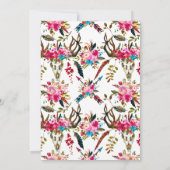 Türkis und rosa Brautparty Boho Chic Einladung (Rückseite)