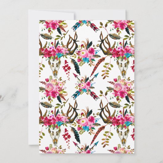 Türkis und rosa Brautparty Boho Chic Einladung (Rückseite)