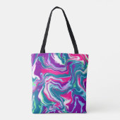 Türkis und rosa Bubbles Fluid Art Tasche (Rückseite)