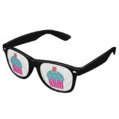 Türkis und rosa Cupcake mit Kirschnuancen Partybrille (Schrägansicht)