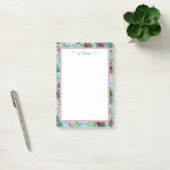 Türkis und rosa Flower Post-it Klebezettel (Büro)