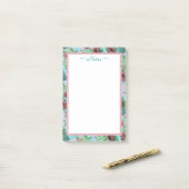 Türkis und rosa Flower Post-it Klebezettel (Auf Schreibtisch)