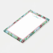 Türkis und rosa Flower Post-it Klebezettel (angewinkelt)