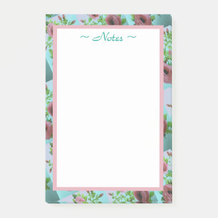 Türkis und rosa Flower Post-it Klebezettel