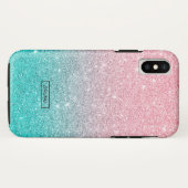 Türkis und rosa Glitzer ombre Case-Mate iPhone Hülle (Rückseite (Horizontal))