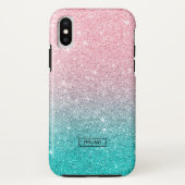 Türkis und rosa Glitzer ombre Case-Mate iPhone Hülle (Rückseite)