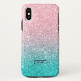 Türkis und rosa Glitzer ombre Case-Mate iPhone Hülle