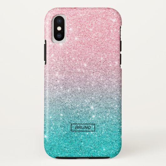 Türkis und rosa Glitzer ombre Case-Mate iPhone Hülle (Rückseite)