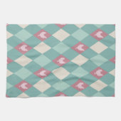 Türkis und Rosa Harlequin Geschirrtuch (Horizontal)