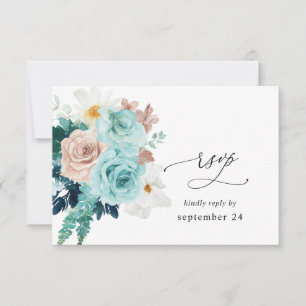 Türkis und Rosa mit UAWG RSVP Karte