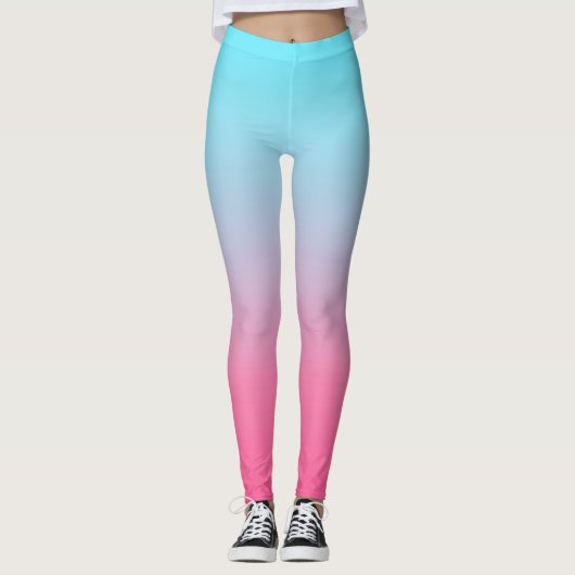 Türkis und Rosa Ombre Leggings (Vorderseite)