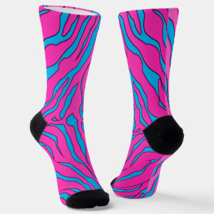 Türkis und rosa Tiger Streifen Tierdruck Socken