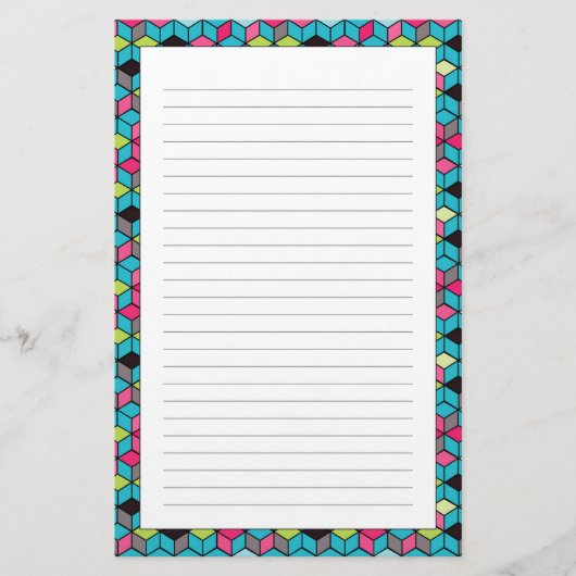 Türkis und rosa Würfel-Muster Briefpapier (Vorderseite)