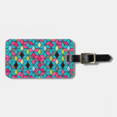 Türkis und rosa Würfel-Muster Gepäckanhänger (Vorderseite horizontal)